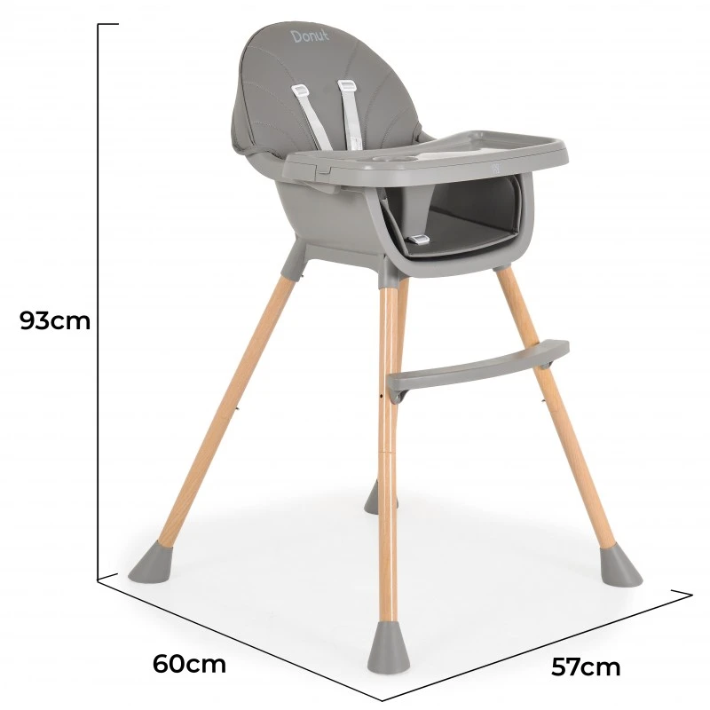 Стол за хранене Donut 2в1 сив